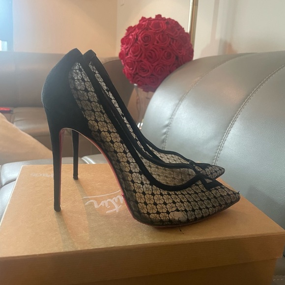 Christian louboutin black mesh heels, size 40, fits a 8.5 w or 9 best _ Neoalto - Picture 2 of 8